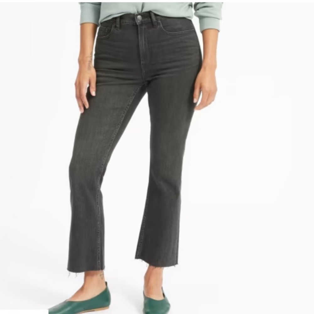 Everlane High Rise Kick Crop Jean Womens 28 Regular Faded Black Wash Denim Pants